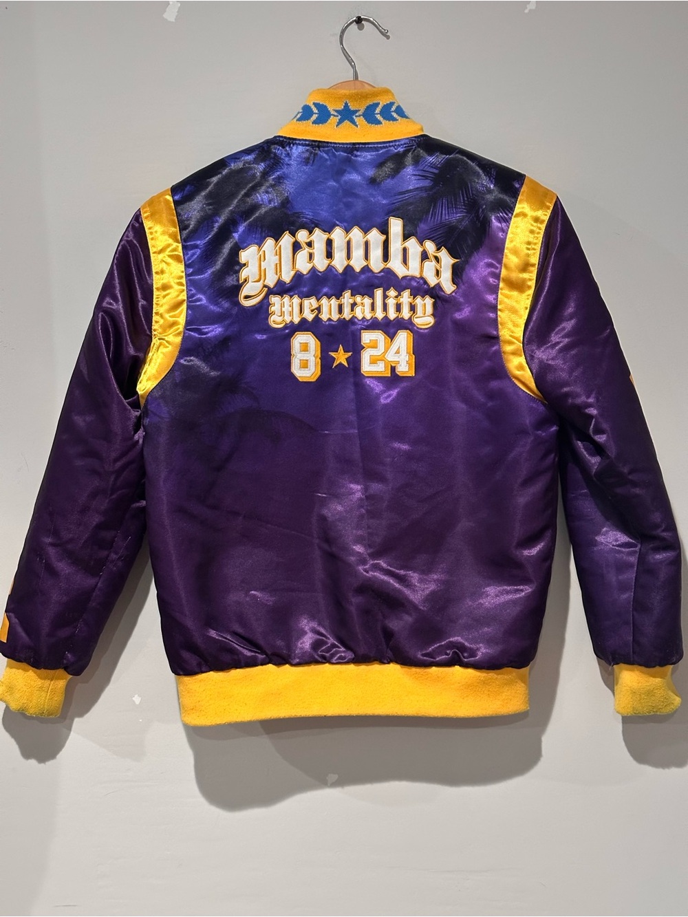 Youth Crenshaw Satin Varsity Jacket Purple Gold Mamba 8 24 Teen Size M - Picture 8 of 8